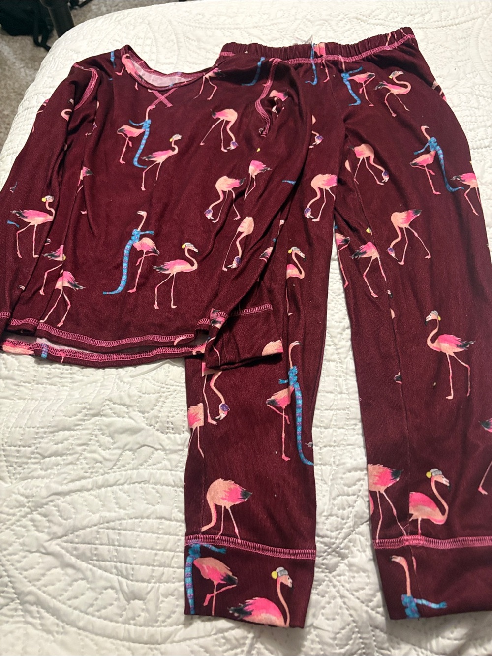 Justice Maroon Flamingo Pajama Set